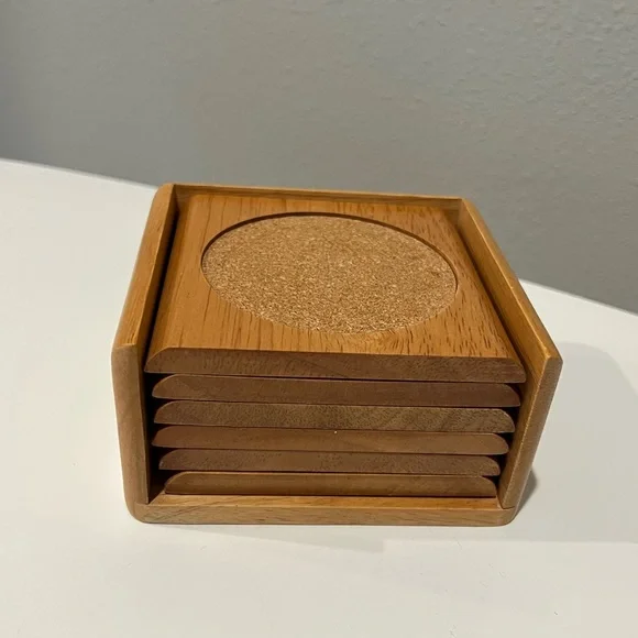 Bohoo Vintage wood coaster set 6 - Picture 1 of 10